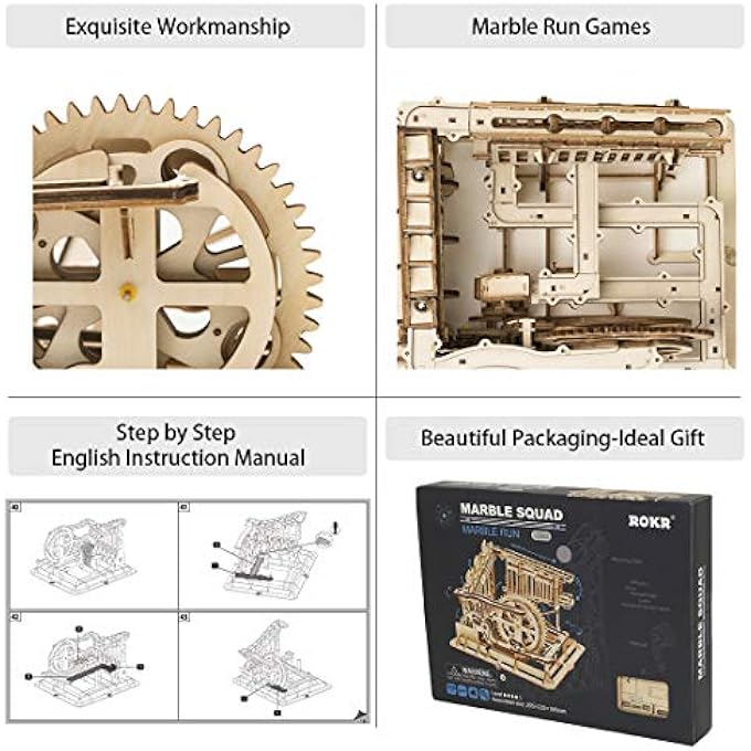 3D WOODEN PUZZLE MECHANICAL GEARS SET DIY ASSEMBLY MODEL KITS WOODEN CRAFT KITS BRAIN TEASER GAMES BUILDING SET BEST CHRISTMAS BIRTHDAY GIFT FOR ADULTS & KIDS AGE 14+(LG502-COG COASTER) - Image 3